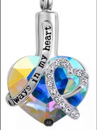 Rainbow Always In My Heart Gem Heart Urn Necklace