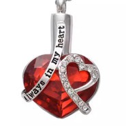 Red Gem Always In My Heart Urn Necklace