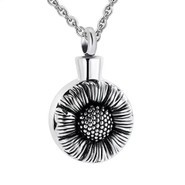 Sunflower Stainless Steel Memorial Urn Necklace