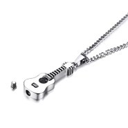 Silver Guitar Shaped Memorial Urn Necklace