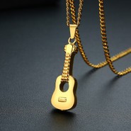 Gold Acoustic Guitar Shaped Memorial Urn Necklace
