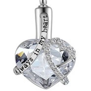 Always In My Heart Clear Stone Memorial Urn Necklace