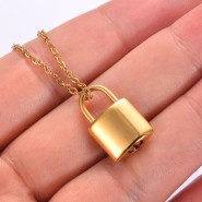 Gold Lock Cremation Urn Necklace