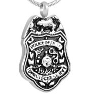 Police Badge Cremation Urn Necklace