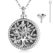 Sterling Silver Tree Of Life with Forever in my Heart Urn Necklace Style two