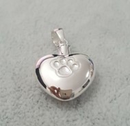 Sterling Silver Paw Print Heart Urn Necklace
