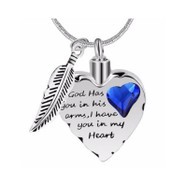 God has you in his arms cremation necklace for memorial ashes